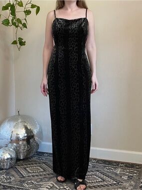 Vintage Alchemy Velvet Leopard Maxi Dress